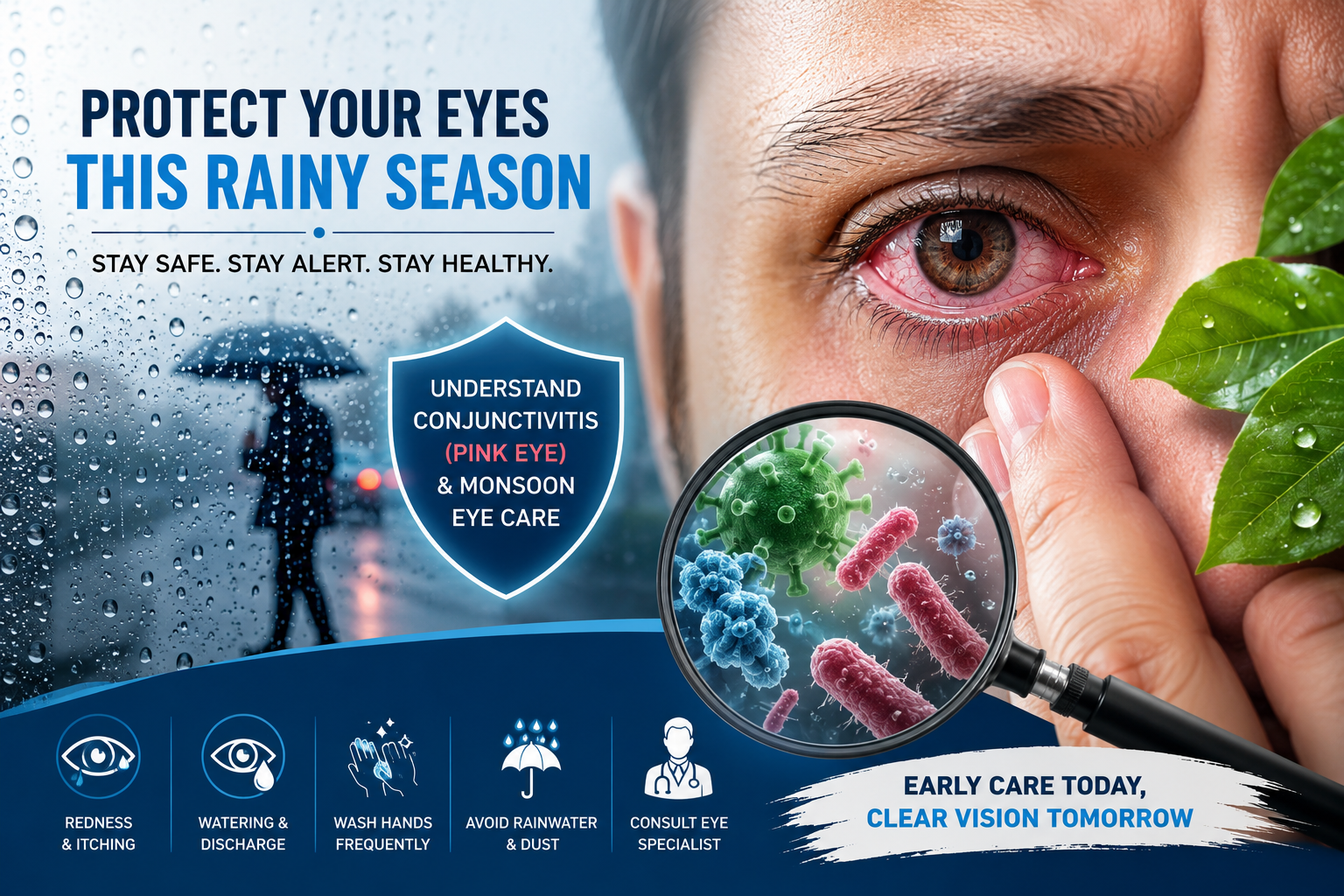 Best Eye Hospital in Ludhiana: Protect Your Eyes During the Rainy Season – A Complete Guide to Conjunctivitis (Pink Eye) & Monsoon Eye Care